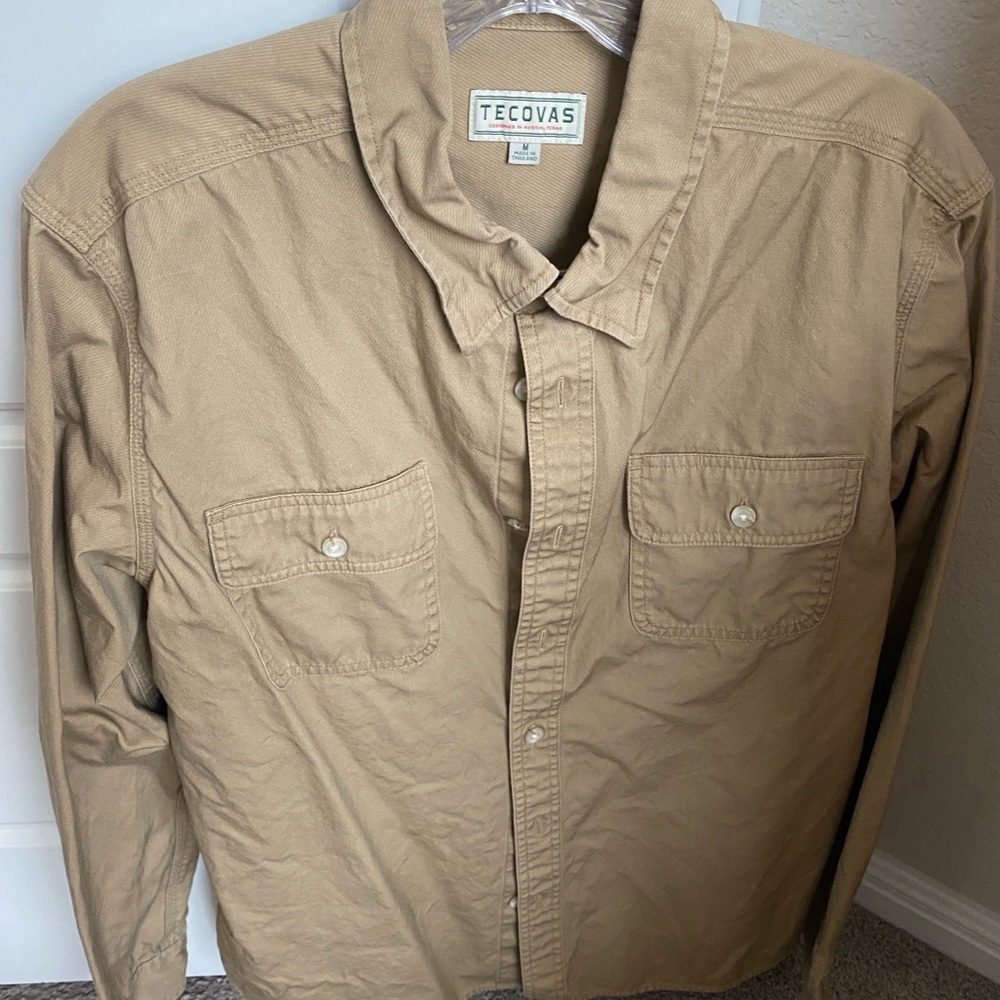 Tecovas Men's 100% Cotton Tan Button Down Shirt